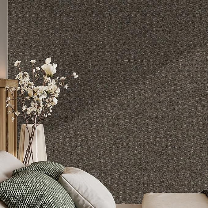 SHUFA Brown Cotton-Like Textured Grasscloth Wallpaper Matte Thick Real Woven - Image 6