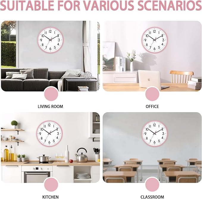 HZDHCLH Wall Clock Silent Wall Clocks Battery Operated 10 Inch Modern Non - Image 4