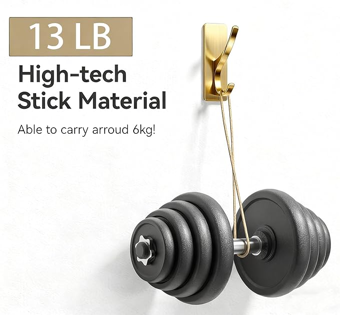 pickpiff Brushed Gold Self Adhesive Coat Hooks - Image 2