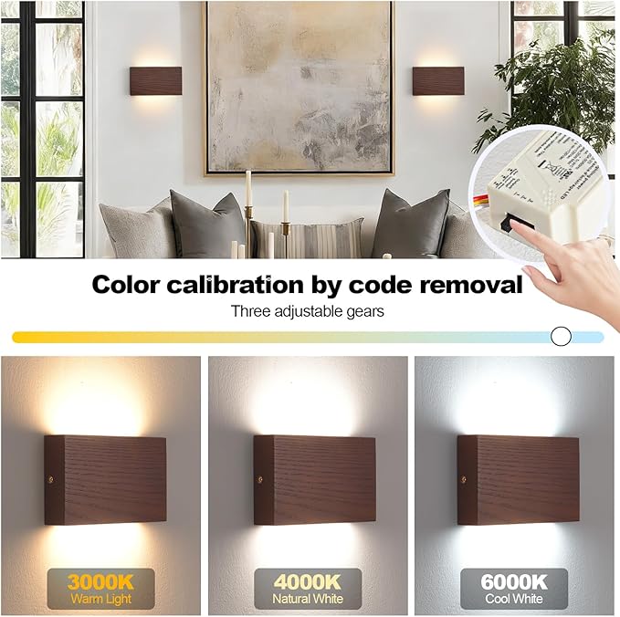 Wood Linear LED Wall Sconce, Dimmable Wall Light, Wood Long Wall Lamp Hallway - Image 3
