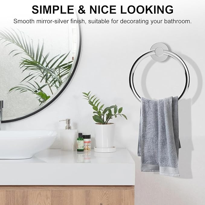 SetSail Towel Holder for Bathroom Wall 4 Packs Towel Ring Stainless Steel Heavy - Image 6