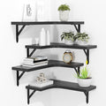 ROMGUAR CRAFT Corner Floating Shelves Wall Mounted Set of 4, Rustic Wood by ROMGUAR+CRAFT
