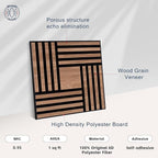 WoveN SounD Artisan Acoustic Wall Panels, 16 Pack 12x12 Inch, PVC Wood Grain - Image 3