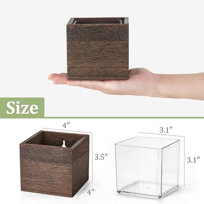 Dahey Small 4 Inch Wood Wall Hanging Planter Boxes - Image 3