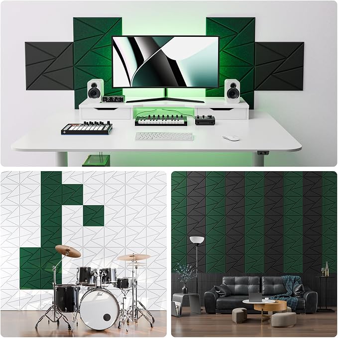 12 Pack Acoustic Panels with Self-Adhesive, Sound Panels High Density, - Image 3