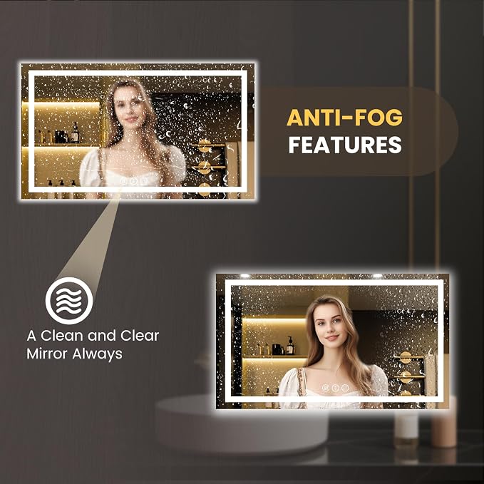 LOAAO 68"x40" LED Bathroom Mirror - Image 4
