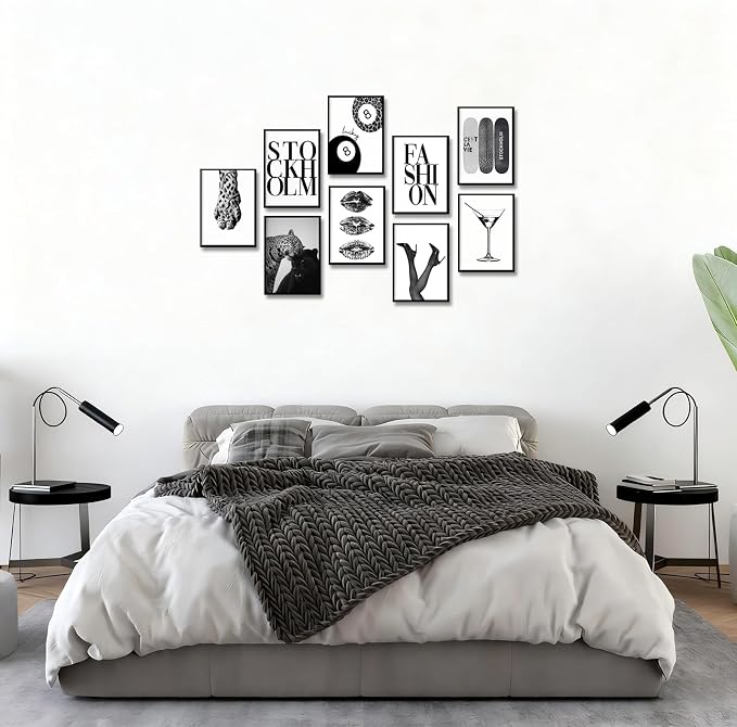 LOARTVE 9Pcs Black and White Fashion Wall Art Prints Trendy Leopard Stockholm - Image 5