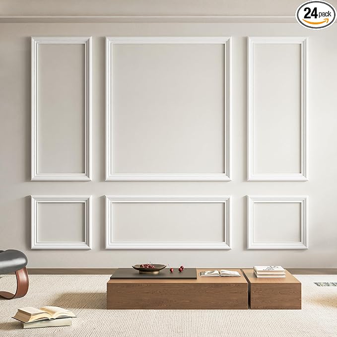 Art3d Pre-Cut Wall Molding Set of 6 pcs, Ready-to-Assemble Wainscoting Panels by Art3d