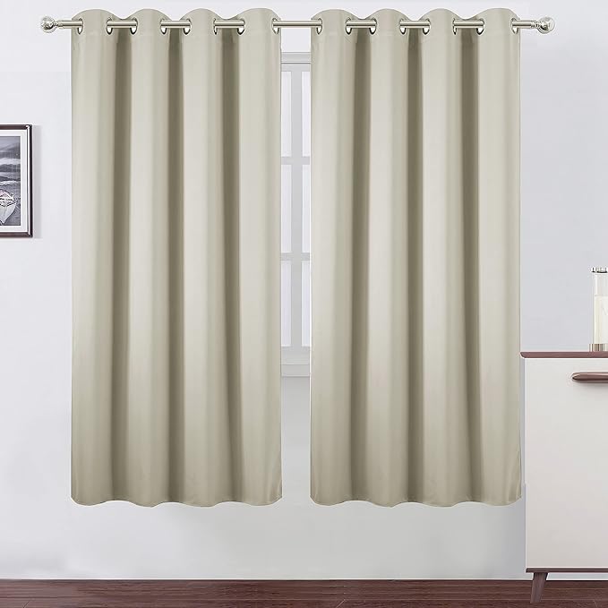 LEMOMO Light Beige Thermal Blackout Curtains/52 x 72 Inch/Set of 2 Panels Room by Lemomo