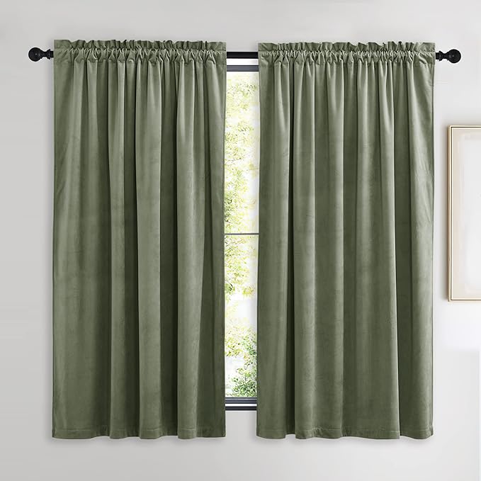 NICETOWN Super Soft Velvet Curtains 63 inches, Sound Reducing Cold Heat by NICETOWN