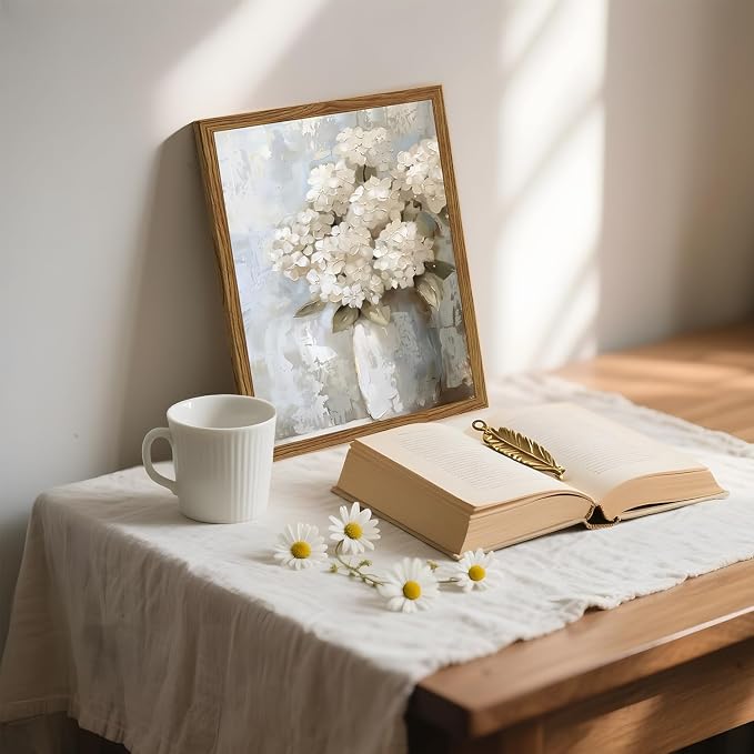 Framed Vintage Canvas Wall Art, Flower Pictures Prints Aesthetic Home Decor - Image 2