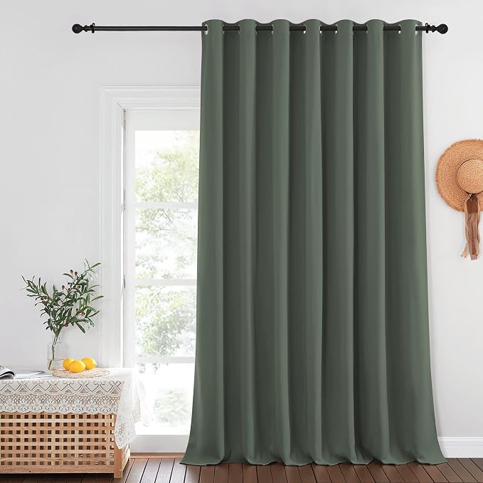 NICETOWN Sage Green Sliding Door Curtains 95 inches Long - Image 2