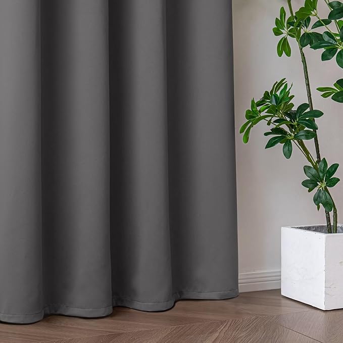 IGEMAEVE Light Grey Blackout Curtains 84 Inch Length 2 Panels Set, Grommet - Image 5