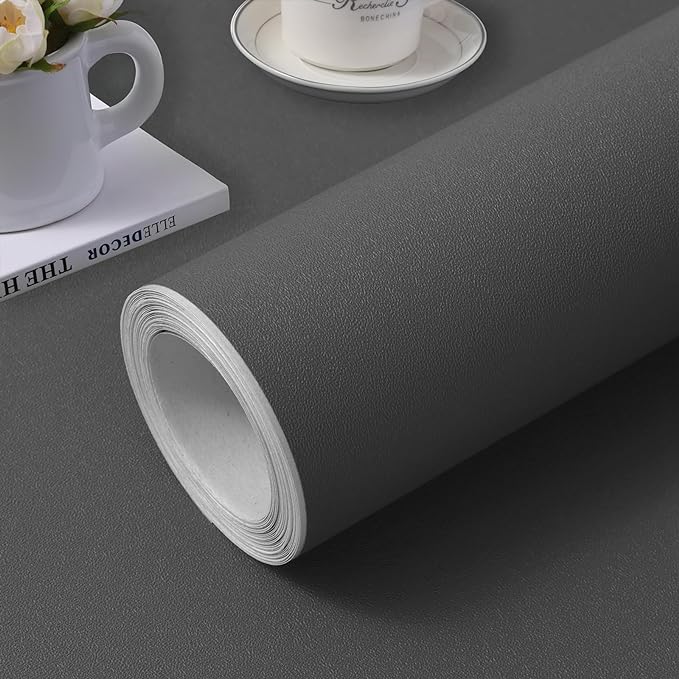 practicalWs Grey Wallpaper Peel and Stick Wallpaper Dark Grey Matte Textured by practicalWs