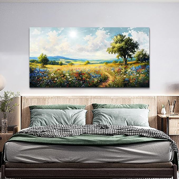hyidecorart Nature Field Scenery Abstract Painting Framed Wall Art - Image 4