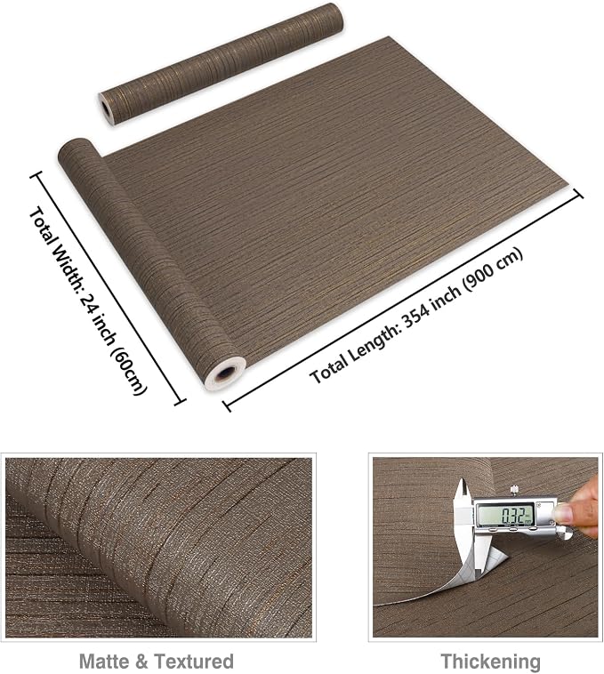 CRE8TIVE Large Size 24"x354" Grasscloth Textured Dark Brown Peel and Stick - Image 8