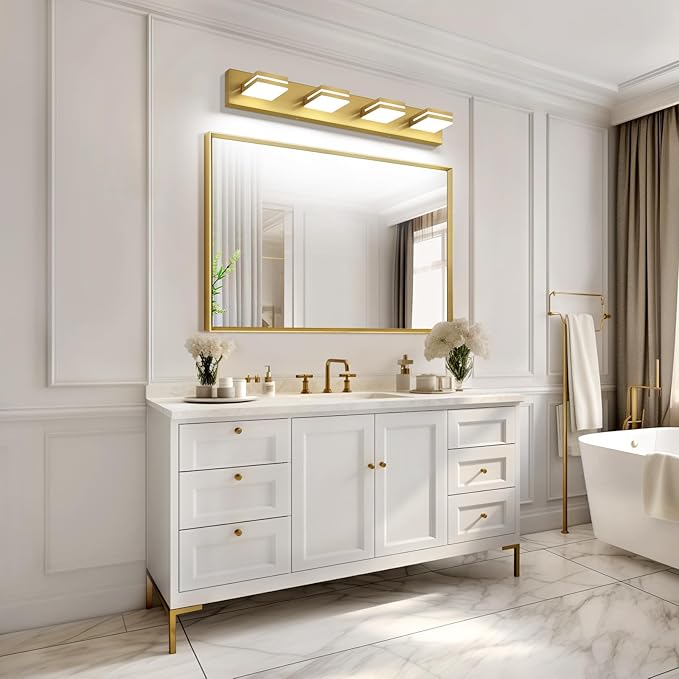 SineRise LED Modern Bathroom Vanity Light Fixtures, Brass Modern Acrylic - Image 7