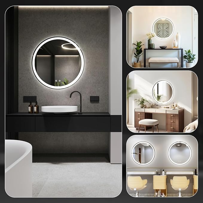 DUMOS 30 Inch Round LED Bathroom Mirror - Image 8