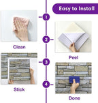 3D Peel and Stick Faux Stone Wall Panels 11.8" x 11.8" 10-Pack, Stone-Look Wall - Image 6