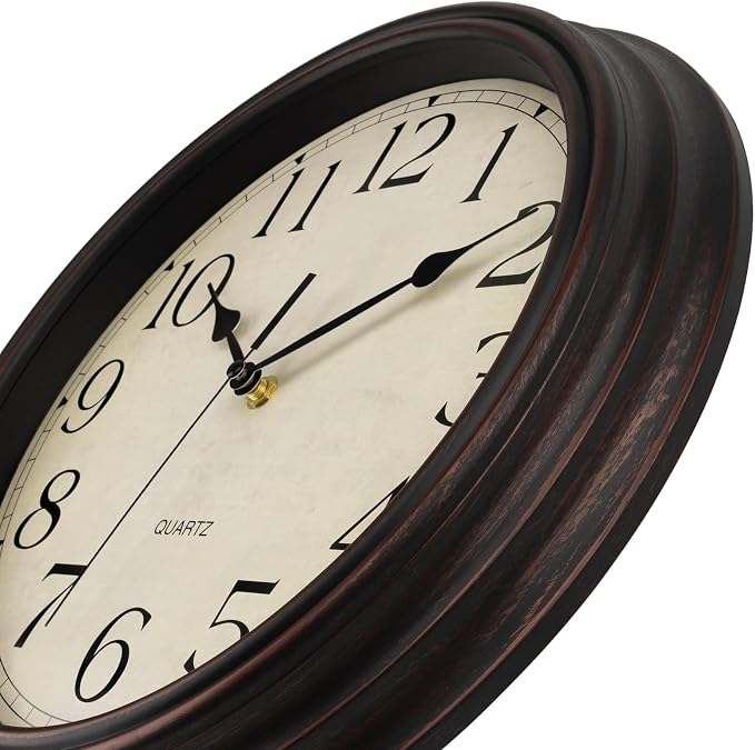 Foxtop 14 Inch Wall Clock Battery Operated Silent Non-Ticking Round Classic - Image 7