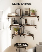 AMADA HOMEFURNISHING Wall Shelves Set of 6, Rustic Farmhouse Floating Shelves - Image 4
