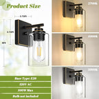 Set of 2 Wall Sconces for Bathroom, Modern Vanity Light Fixtures, Bronze Wall - Image 5