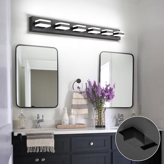 SOLFART 5 Color Temperature Adjustable Modern Vanity Light6 Lights Black by SOLFART