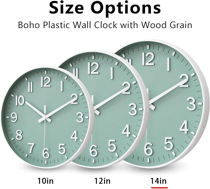 HZDHCLH Wall Clocks Battery Operated, Wall Clock Green, 14 inch Wall Clock - Image 5