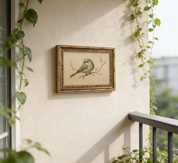 Vintage Gold Framed Wall Art Spring Bird Oil Painting Canvas Print Watercolor - Image 5