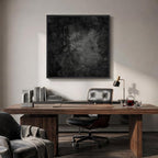 Large Framed Black Abstract Wall Art, Modern Square Canvas Painting Artwork - Image 3