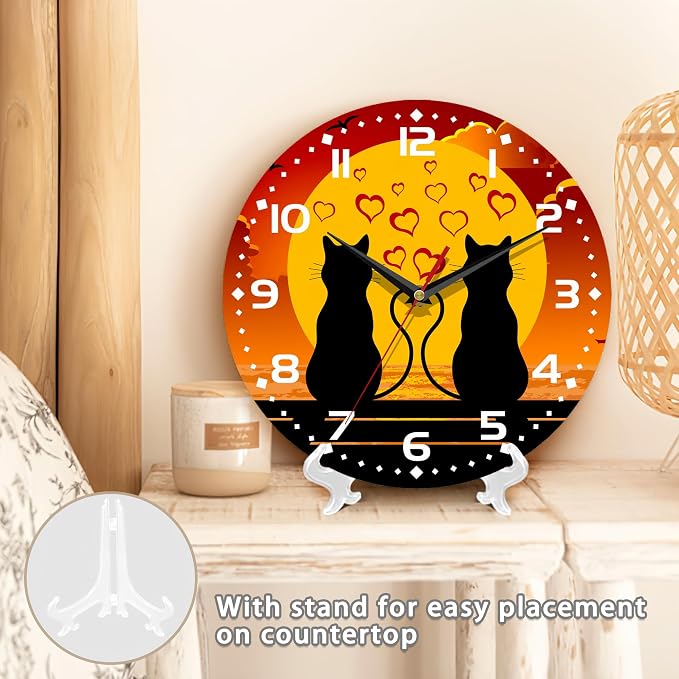Two Cats in Love Seaside Wall Clock, Contemporary Easy to Read Decor - Image 5