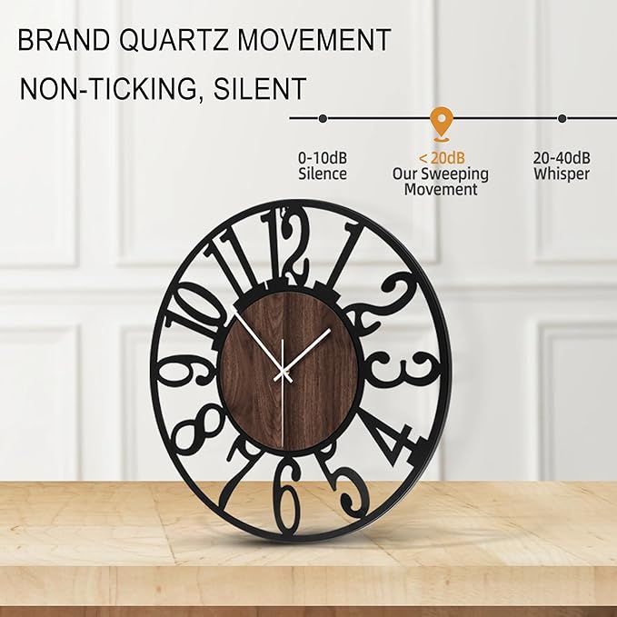 Large Wall Clock for Living Room Decor, 14 Inch Non Ticking Silent, Battery - Image 4