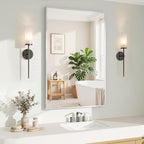 Koonmi Silver Rectangle Wall Mirror, 20x30 Inch Bathroom Mirror, Aluminum Frame by KOONMI