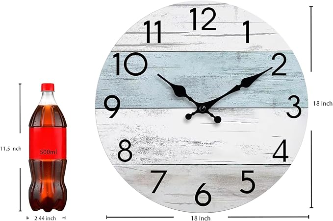 KECYET Wall Clock Silent Non-Ticking Wooden Clocks Battery Operated 18 Inch - Image 3