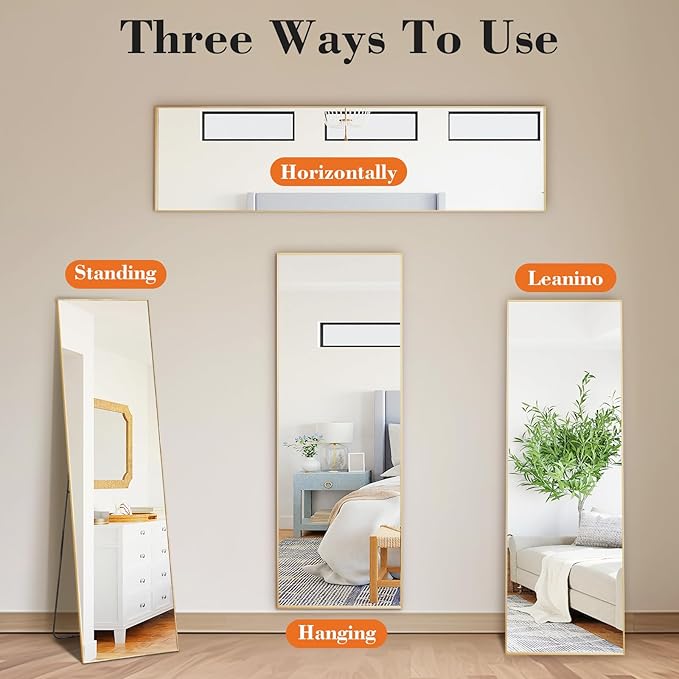 Sweetcrispy 58"x19" Full Length Mirror, Leaning or Standing Full Body Mirror - Image 6