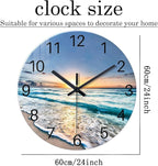 Coastal Glass Battery Wall Clock 24 Inch Blue Extra Large Clocks - Image 3