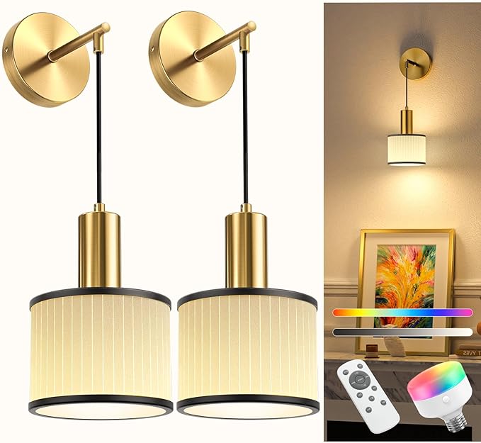 NIORSUN Battery Operated Wall Sconce Set of 2, 9 Colors Sconces Wall Decor by NIORSUN