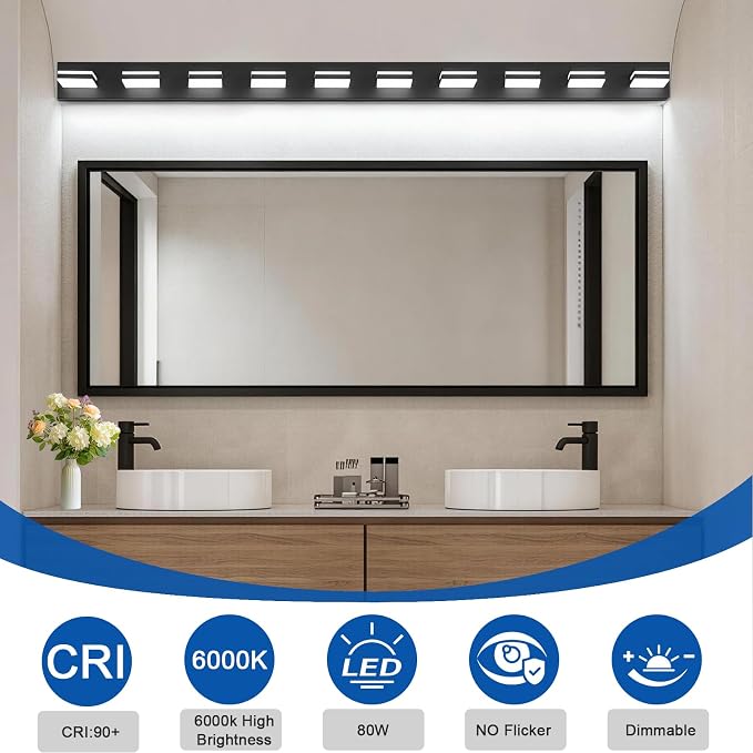 IZORRO LED Modern Bathroom Lights Fixtures, Matte Black Acrylic Wall Lighting - Image 4