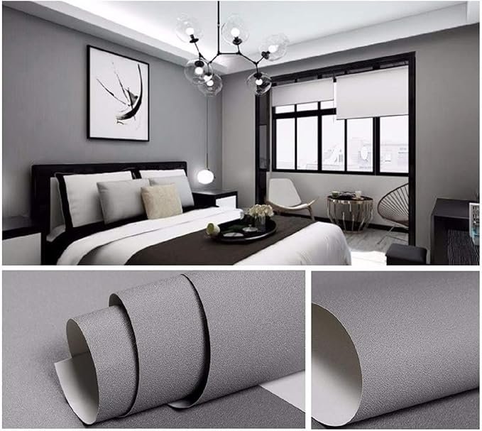 practicalWs Gray Self-Adhesive Wallpaper SelfA-dhesive Film Stick Paper Easy to - Image 7