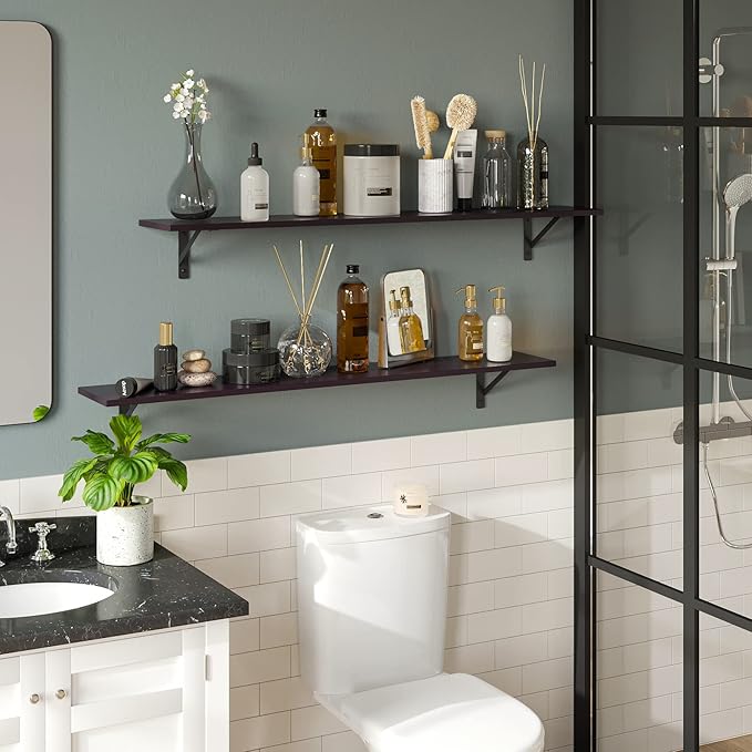 DINZI LVJ Long Wall Shelves, 47.3Inch Wall Mounted Shelves Set of 2, Extra - Image 8
