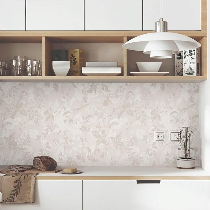 Heroad Beige Brown Wallpaper Floral Wallpaper Peel and Stick Boho Contact Paper - Image 4