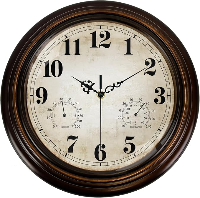 Vintage Wall Clock 13 Inch Quartz Silent Non-Ticking Analog Clock by Comfytune