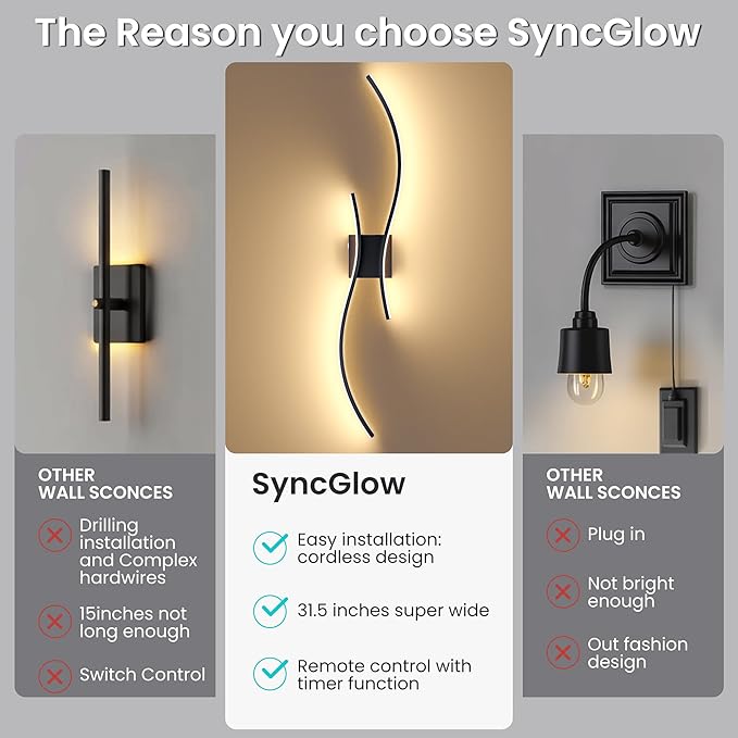 Battery Operated Wall Sconces Set of Two, 10000mAh Rechargeable Modern Wall - Image 8