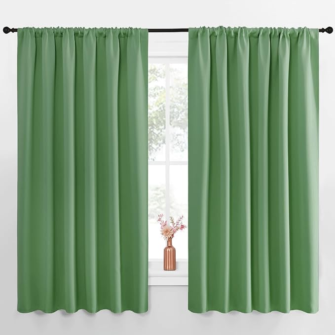 NICETOWN Blackout Curtains for Bedroom, Froest Green, 1 Pair, 62 by 63-inch by NICETOWN