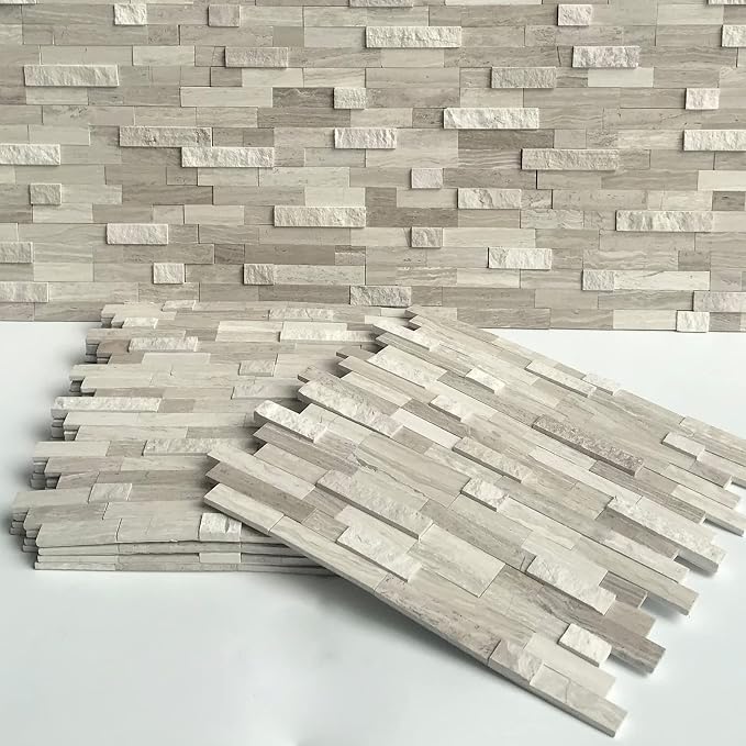 SUNWINGS 5-Sheet Peel and Stick Mosaic Natural 3D Stone Self Adhesive Marble - Image 3