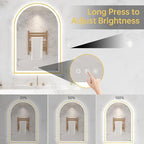 24"x36" Arched LED Mirror for Bathroom, Brushed Gold Lighted Bathroom Mirror - Image 4