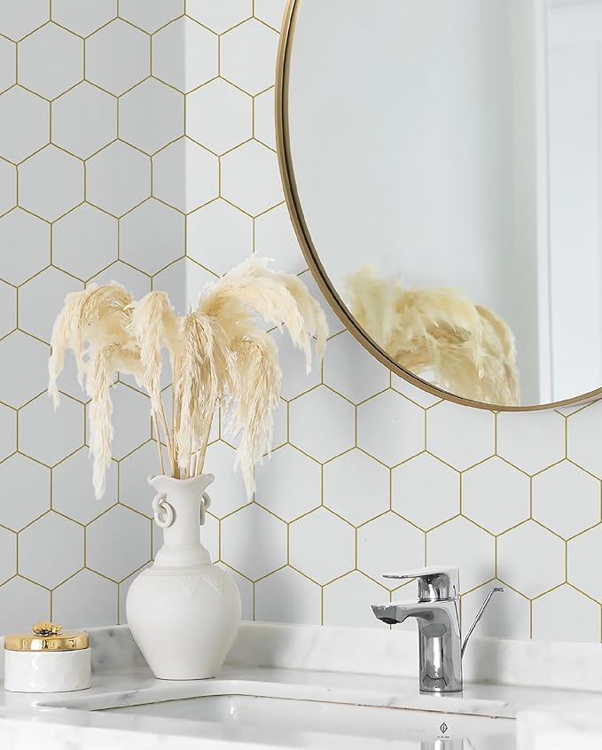Gold Wallpaper Geometric Peel and Stick Wallpaper - Image 4