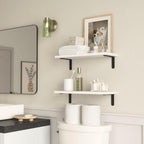 RICHER HOUSE Floating Wall Shelves, Rustic Wood Bathroom Shelves Set of 2 - Image 6