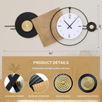 37.7X21Inch Large Modern Wall Clock Geometric Dial-Solid Wood Metal Frame - Image 2