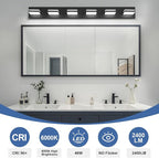 Modern LED Bathroom Lights Fixtures 6-Light, Metal Black Acrylic Wall Lighting - Image 4